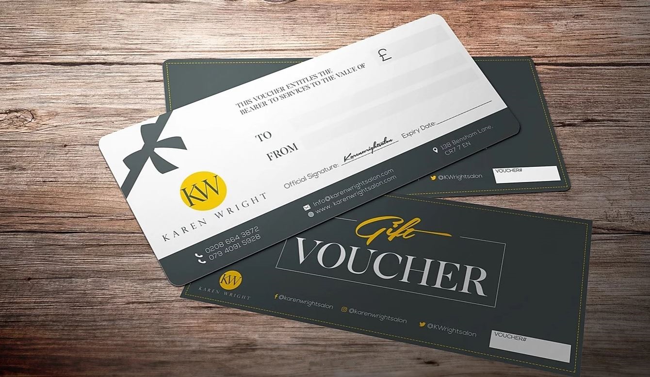 gift vouchers at karen wright hair salon, thornton heath, croydon, south london